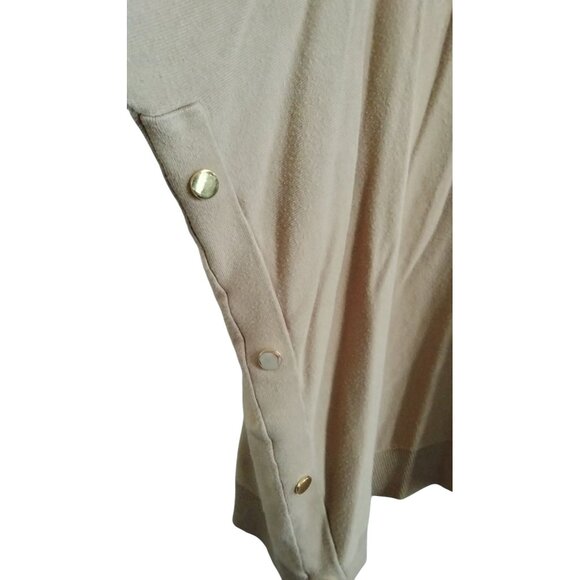 Alfani Womens 3X Sweater Turtleneck Poncho Taupe With Gold Button Accents - Picture 5 of 9
